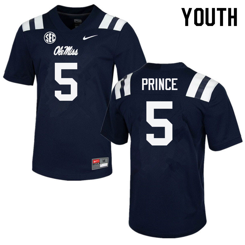 Youth #5 Deantre Prince Ole Miss Rebels College Football Jerseys Sale-Navy - Click Image to Close